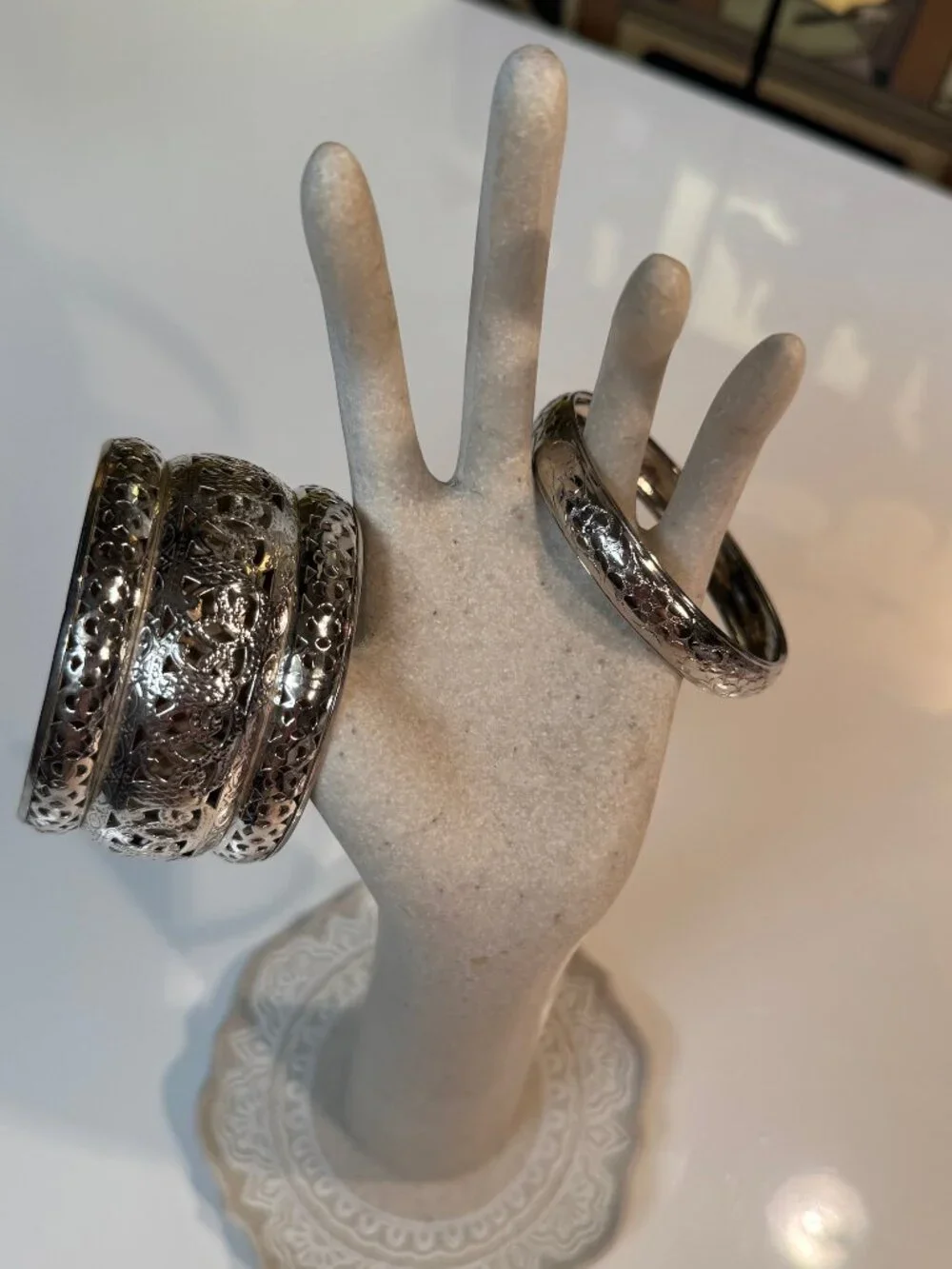#113 Pair of beautiful carved bangle bracelets